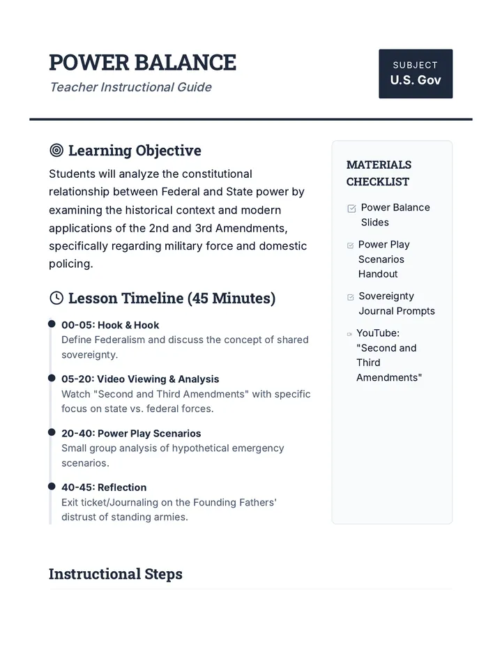 Power Balance Teacher Guide