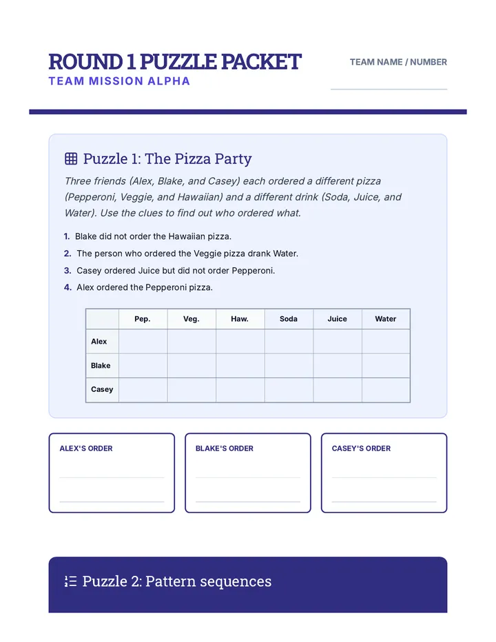 Puzzle Packet Round 1