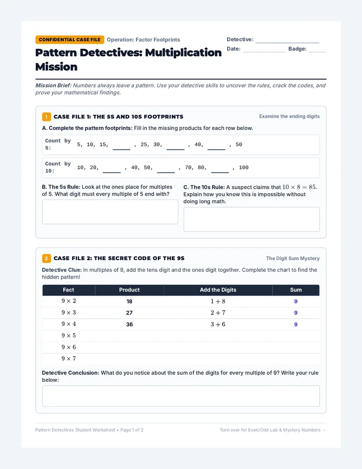 Pattern Detectives Worksheet