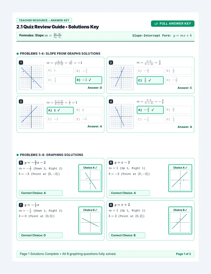 Quiz Review Answer Key
