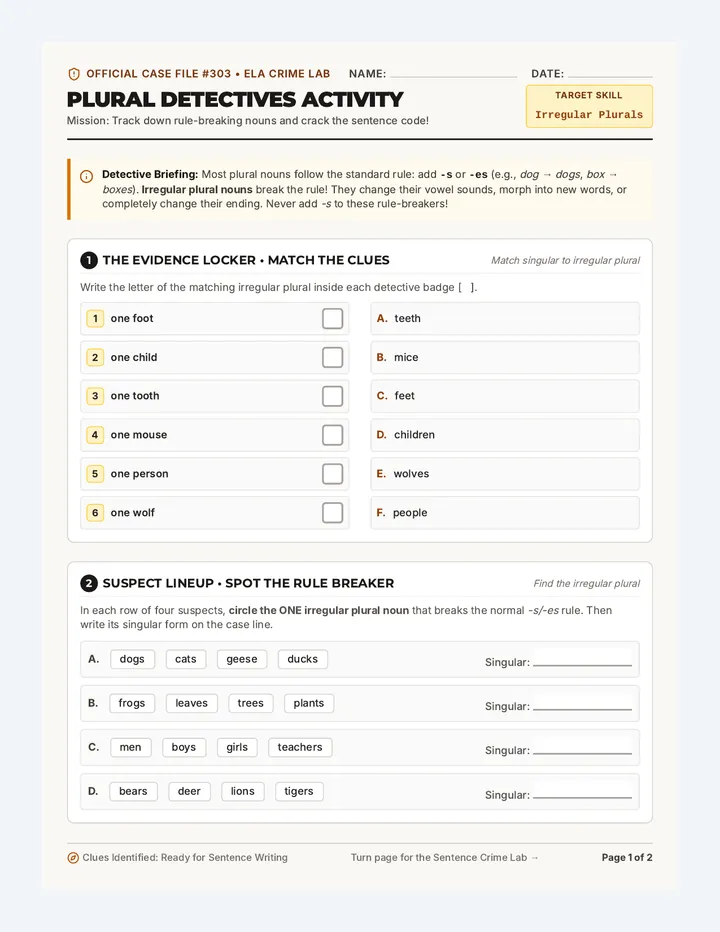 Plural Detectives Activity