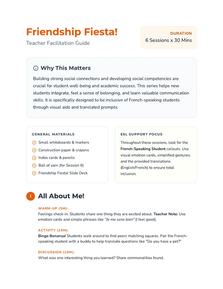 Friendship Fiesta Lesson Plan