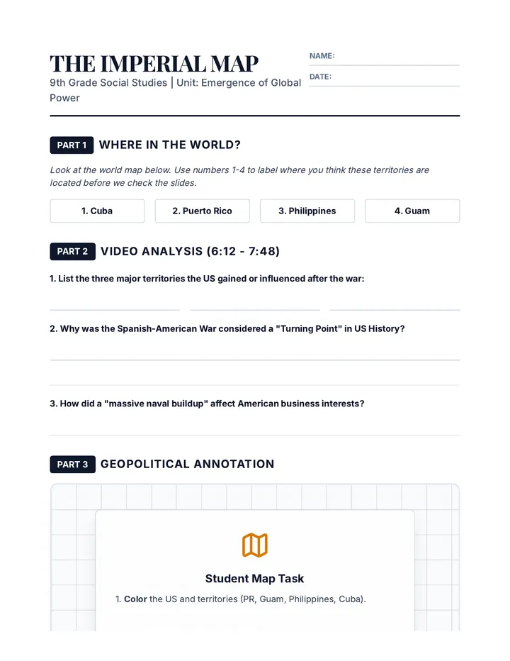 Imperial Map Worksheet