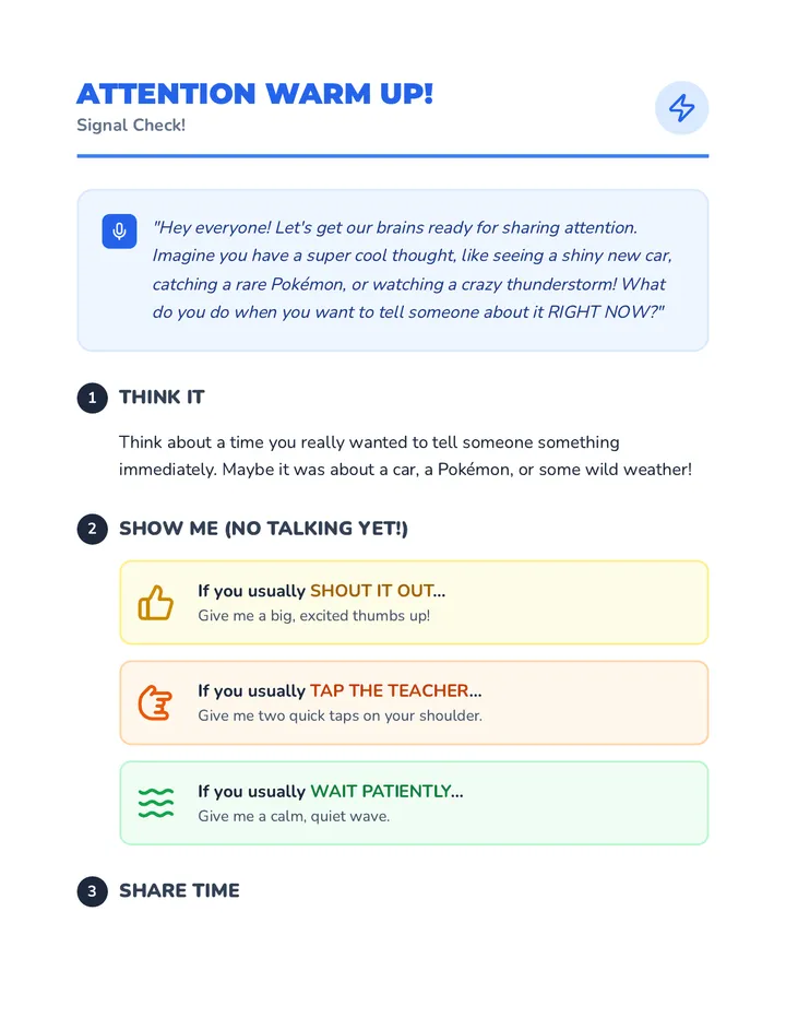 Attention Warm Up Activity