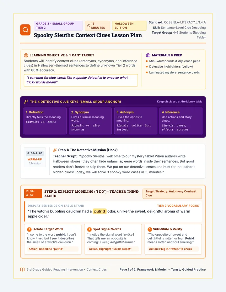 Spooky Sleuths Lesson Plan