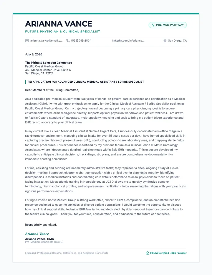 Clinical Cover Letter