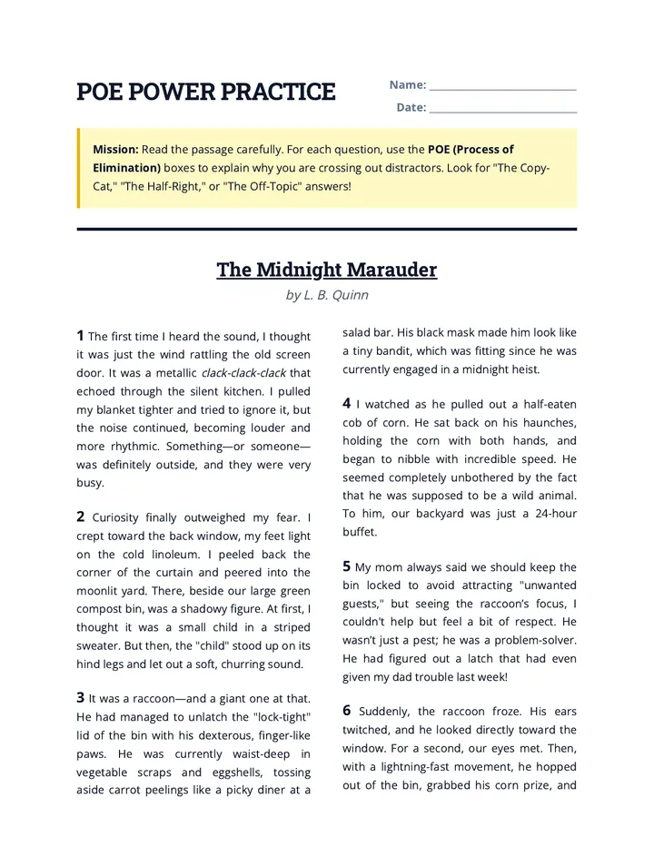 POE Power Practice Worksheet