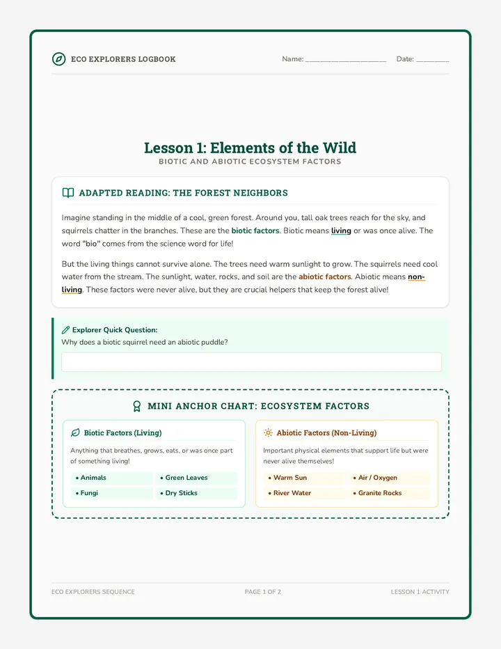 Wild Elements Activity