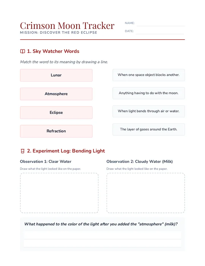 Crimson Moon Worksheet