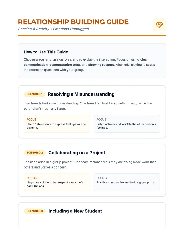 Relationship Building Activity Guide Activity