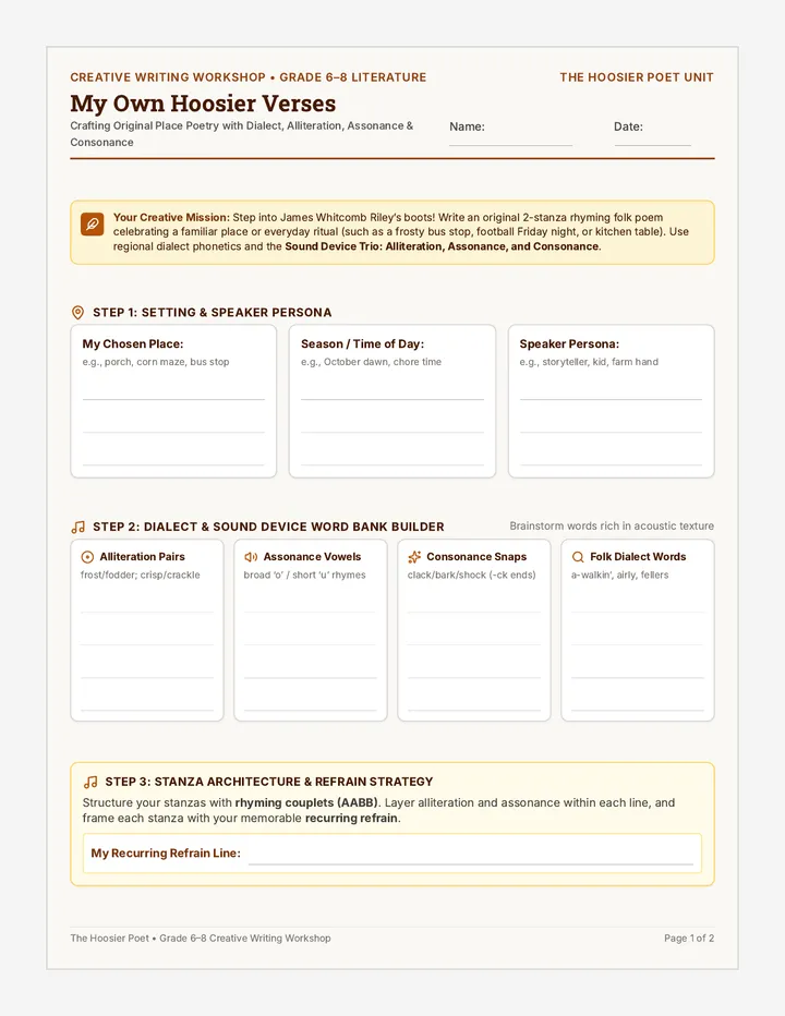 Hoosier Verses Poetry Packet
