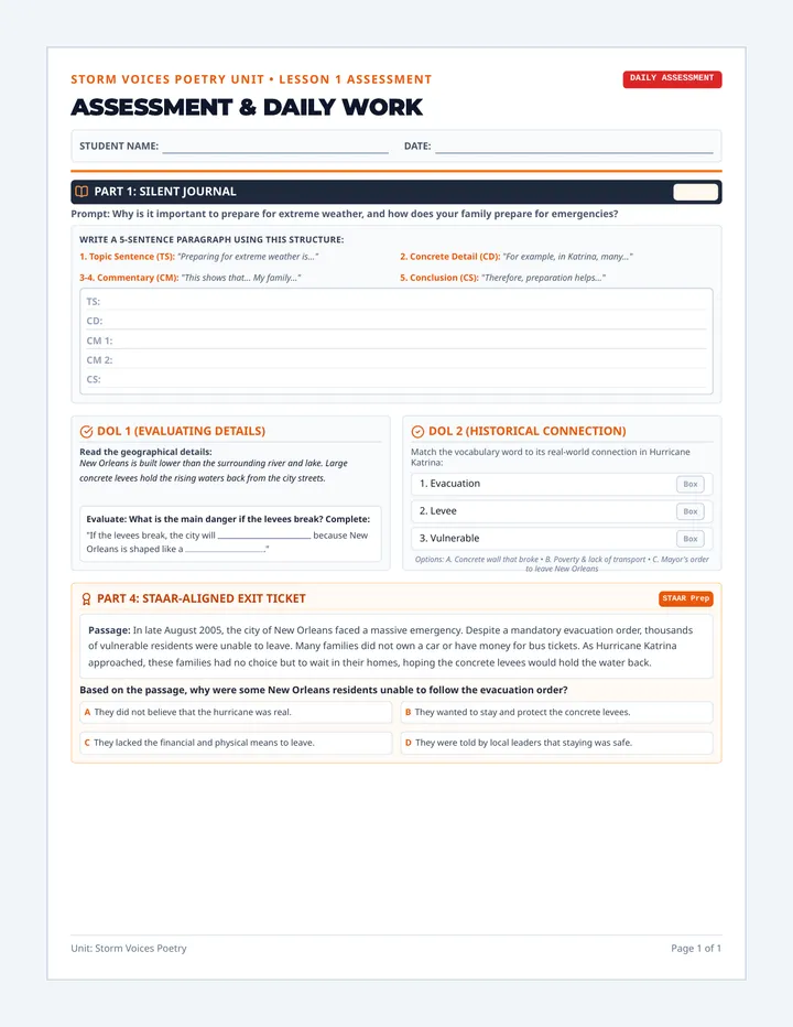 Storm Warning Assessment Handout