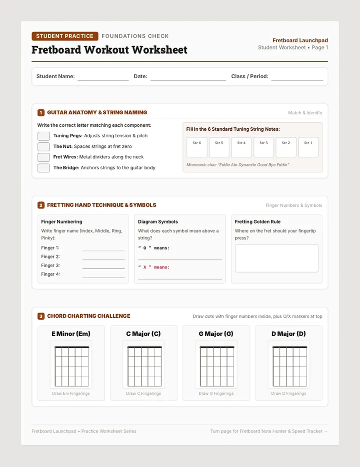Fretboard Workout Worksheet