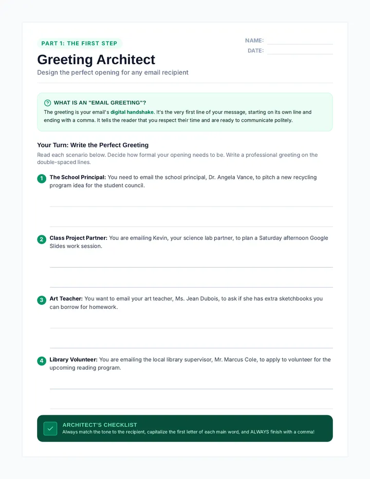 Greetings Worksheet