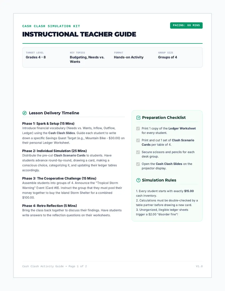 Cash Clash Teacher Guide