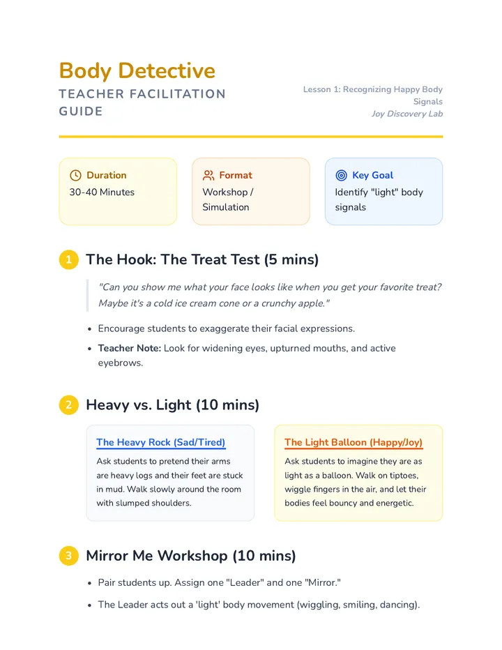 Body Detective Teacher Guide