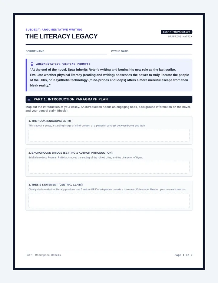 Literacy Essay Organizer