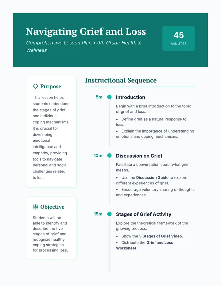 Grief Navigator Lesson Plan