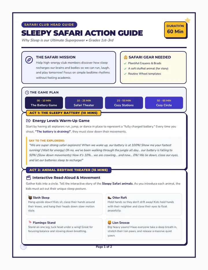 Sleepy Safari Leader Guide