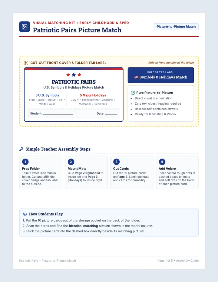 Patriotic Pairs Folder Activity