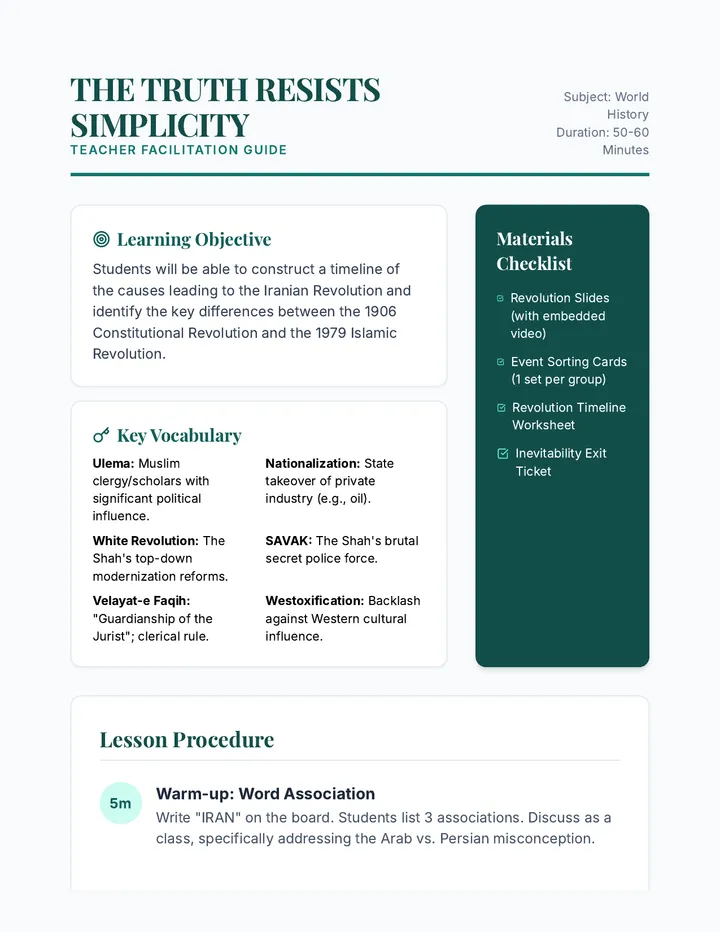 Truth Resists Simplicity Teacher Guide