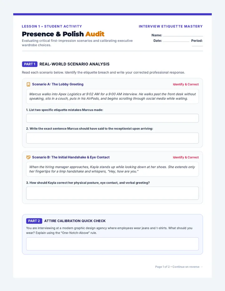 Presence Polish Worksheet