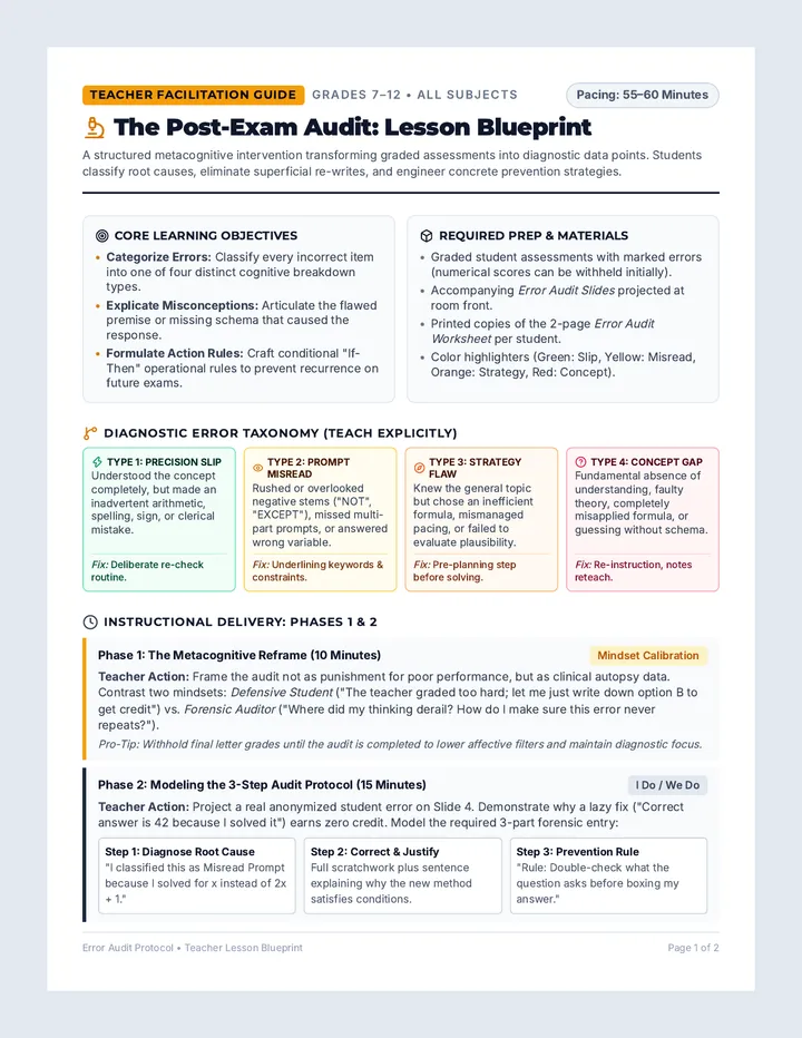 Error Audit Lesson Plan