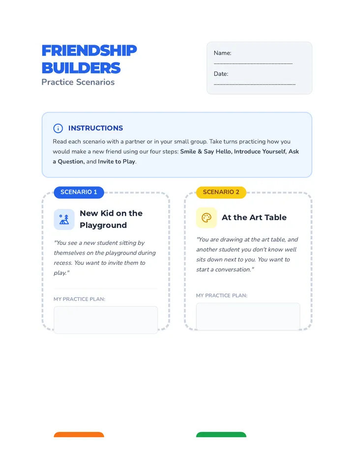 Friendship Builders Scenarios Activity