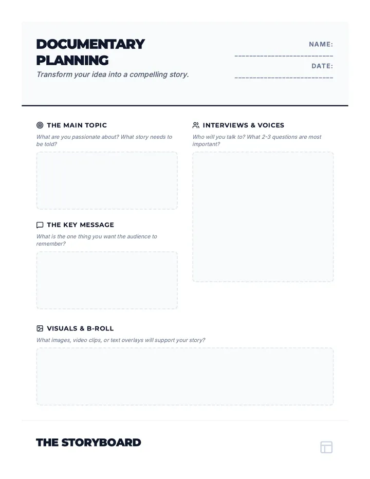 Documentary Planning Worksheet
