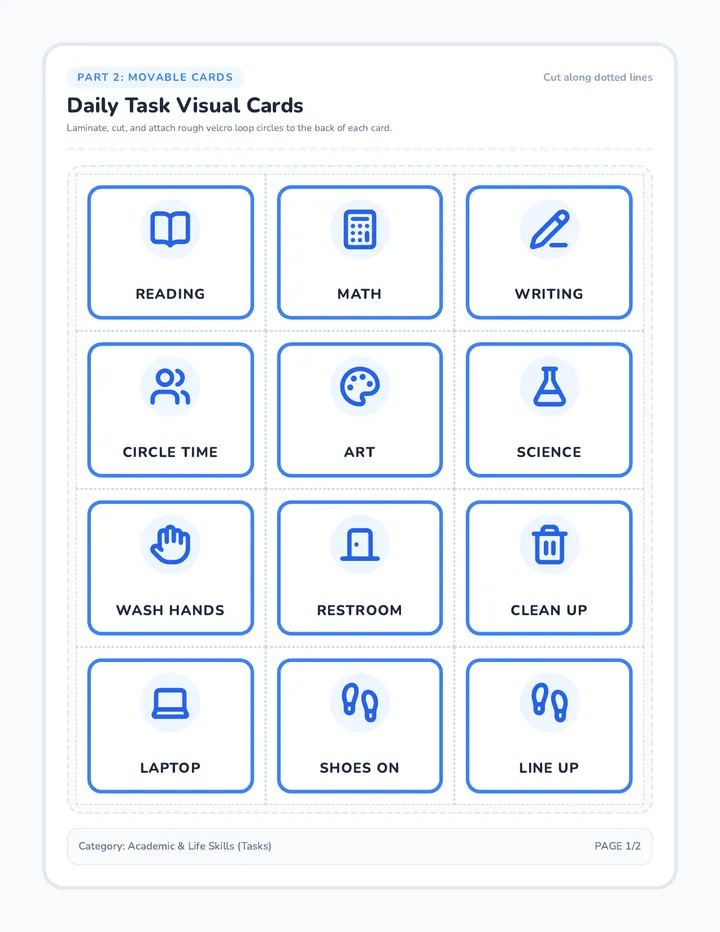 Schedule Cards Sheet