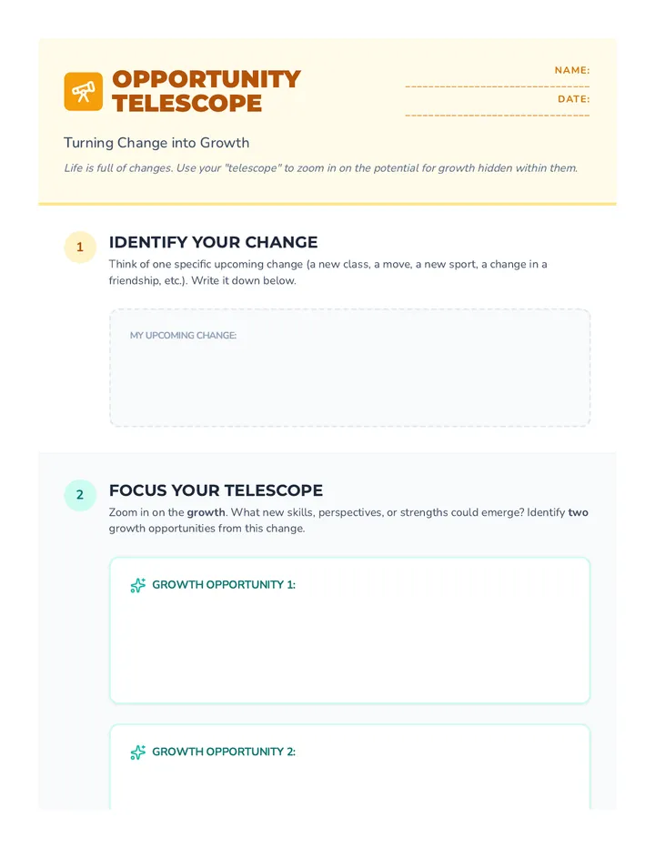 Opportunity Telescope Activity Worksheet