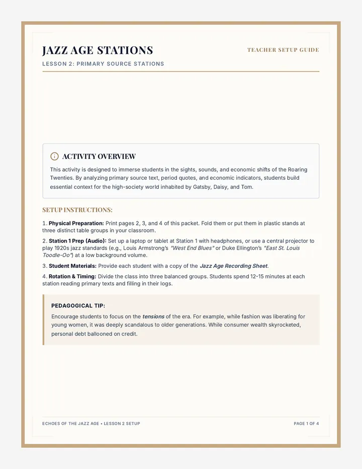 Jazz Age Stations Packet