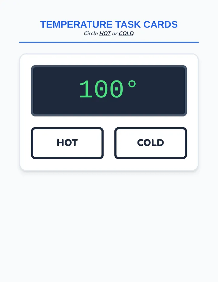 Temperature Task Cards
