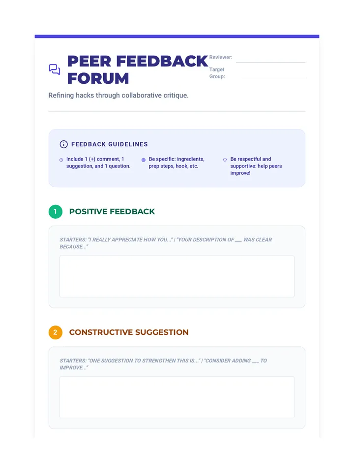 Peer Feedback Forum Discussion