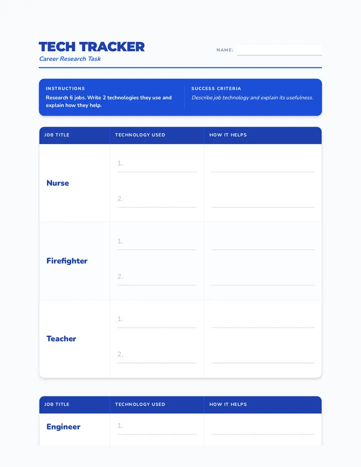 Tech Tracker Worksheet