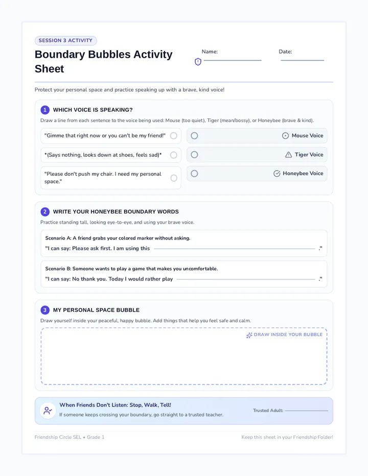 Boundary Bubbles Activity Sheet
