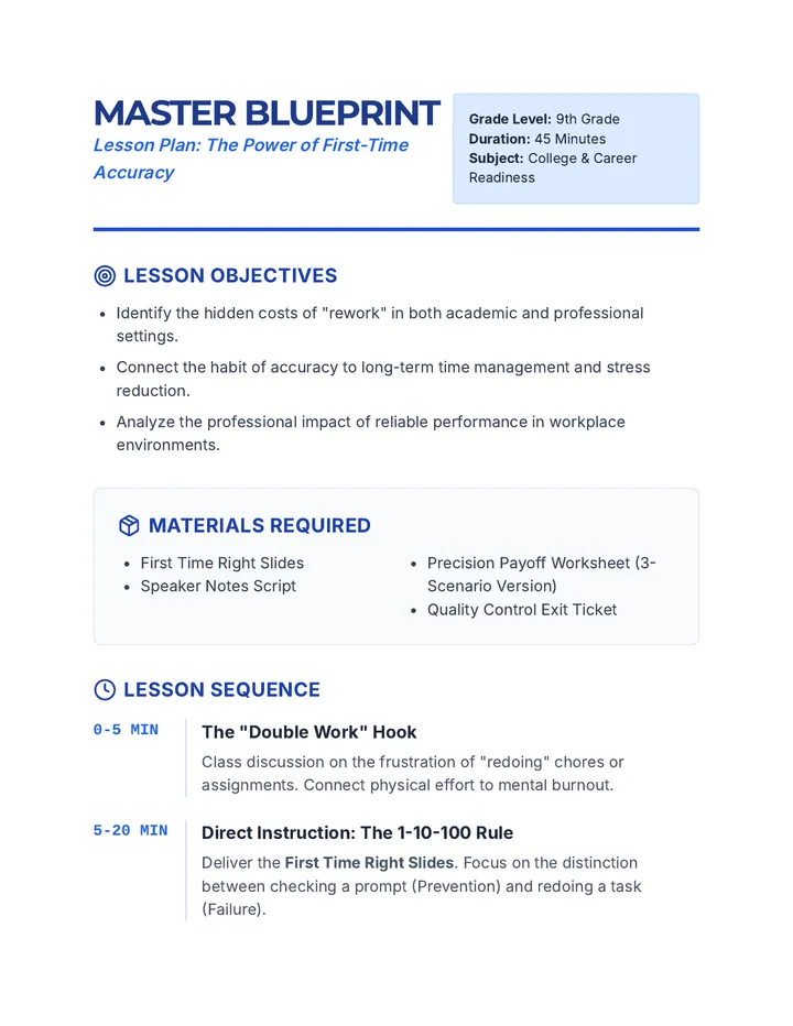 Master Blueprint Lesson Plan