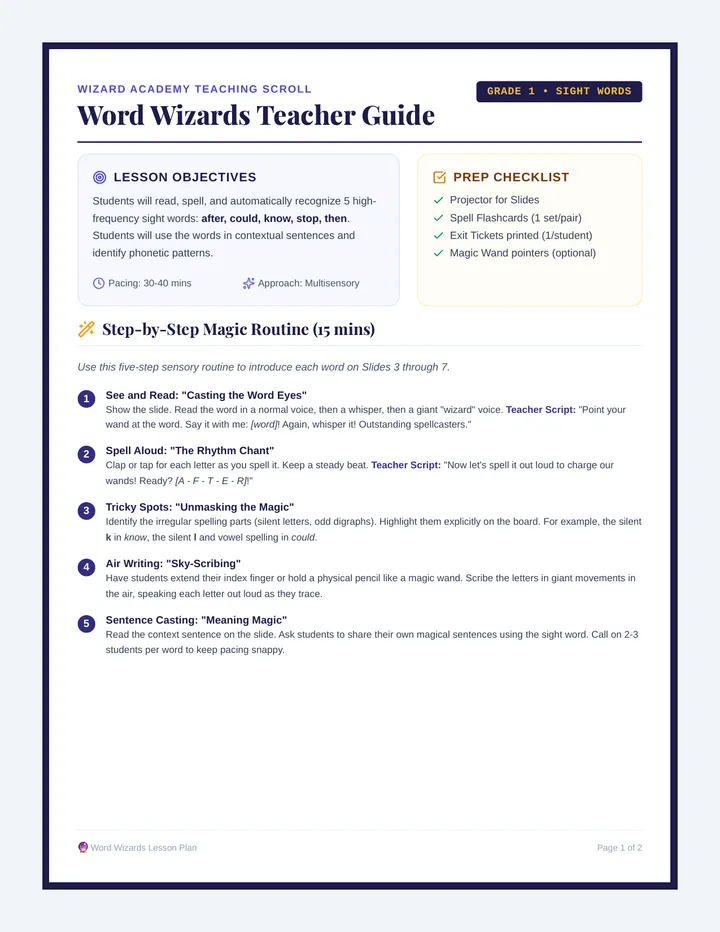 Word Wizards Teacher Guide