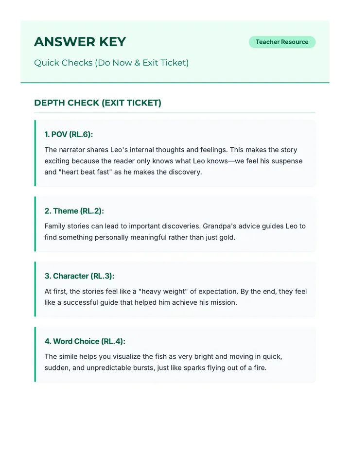 Quick Checks Answer Key