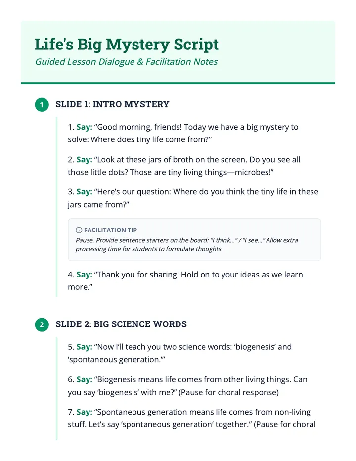 Mystery Lesson Script