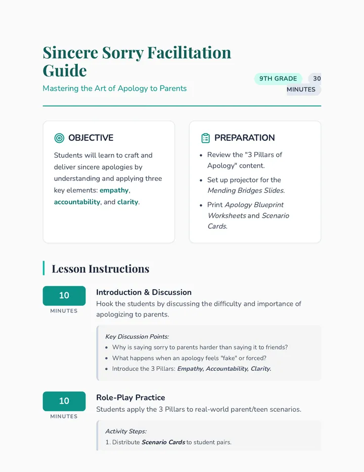Sincere Sorry Facilitation Guide