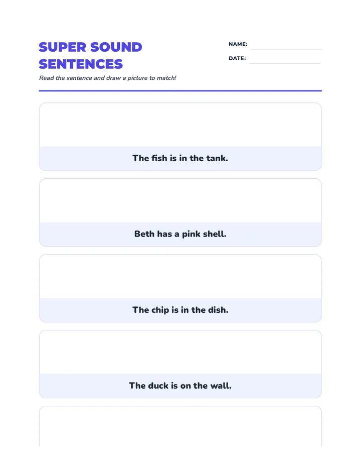 Super Sound Sentences Worksheet