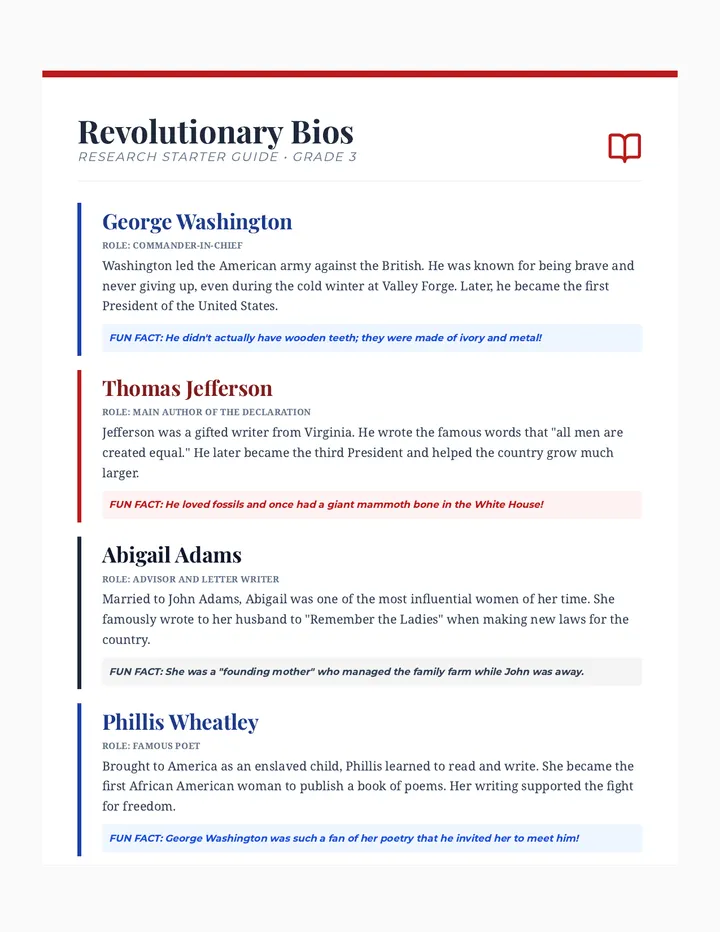 Revolutionary Bios Handout