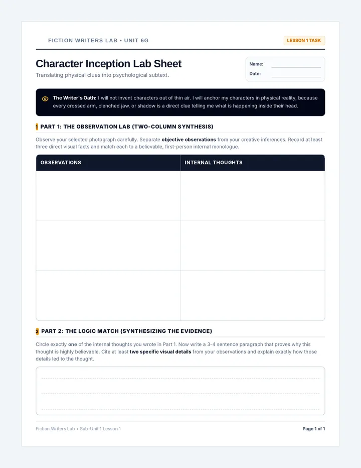 Character Inception Lab Sheet