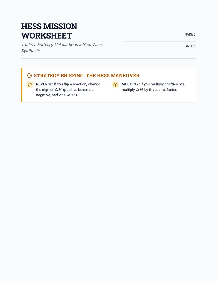 Hess Mission Worksheet