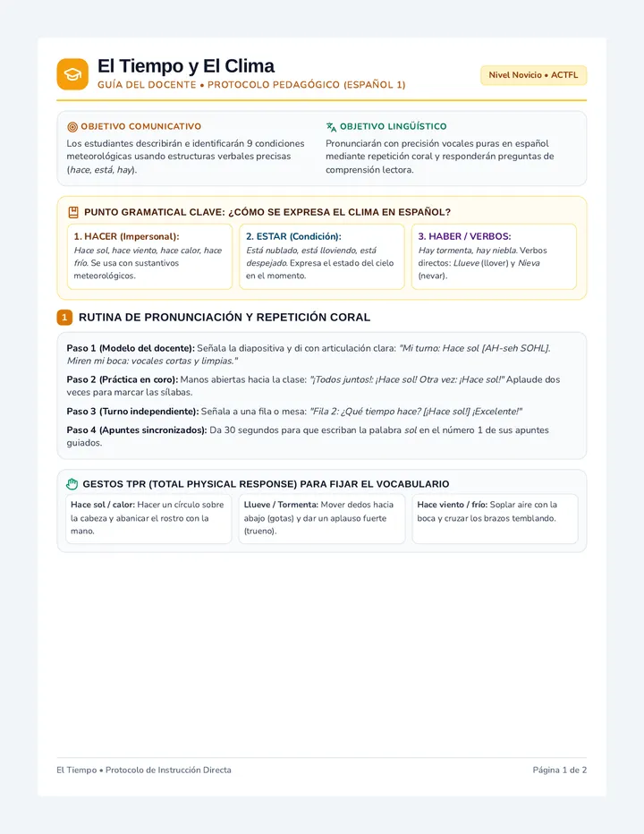 El Tiempo Teacher Guide