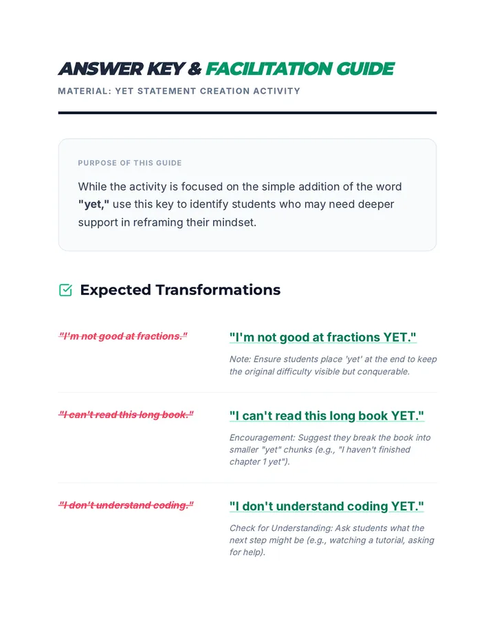 Yet Statement Creation Key