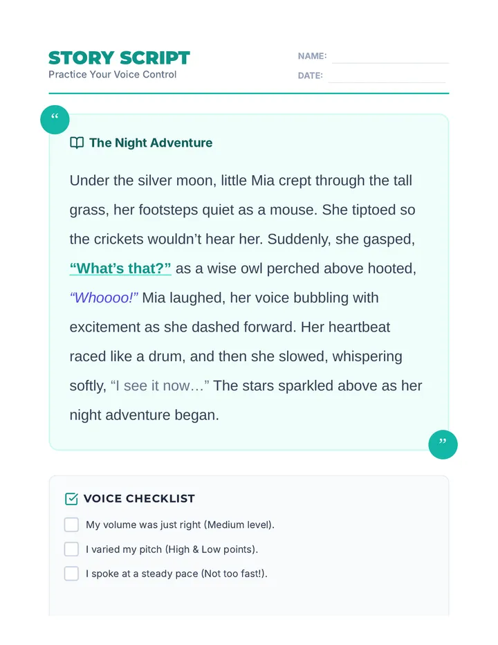 Story Excerpt Script Reading