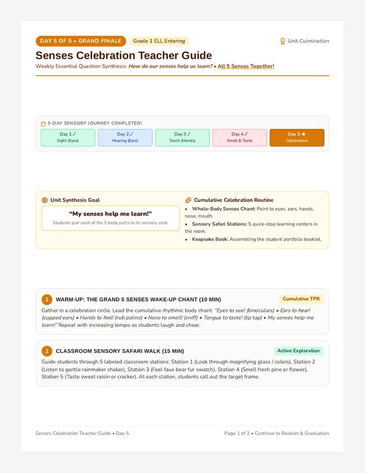Senses Celebration Teacher Guide