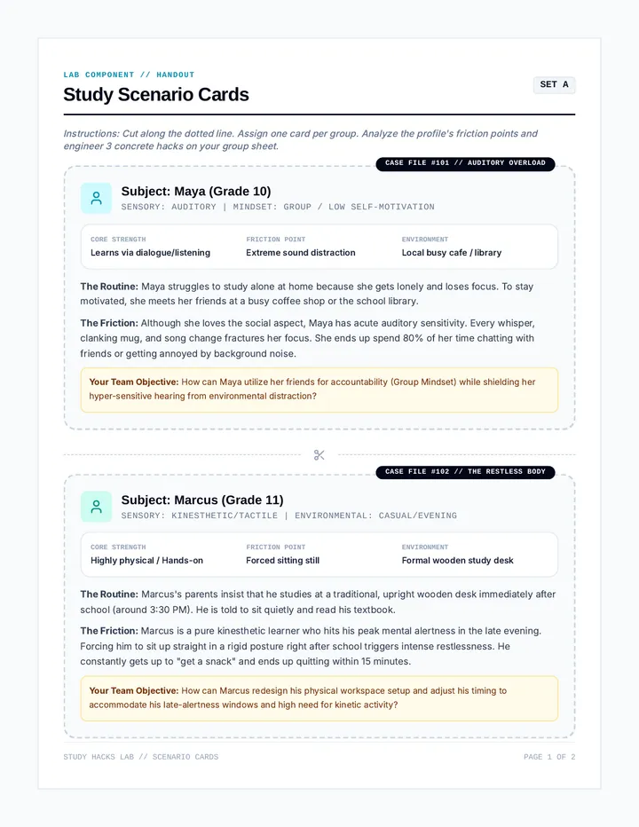 Study Scenario Cards